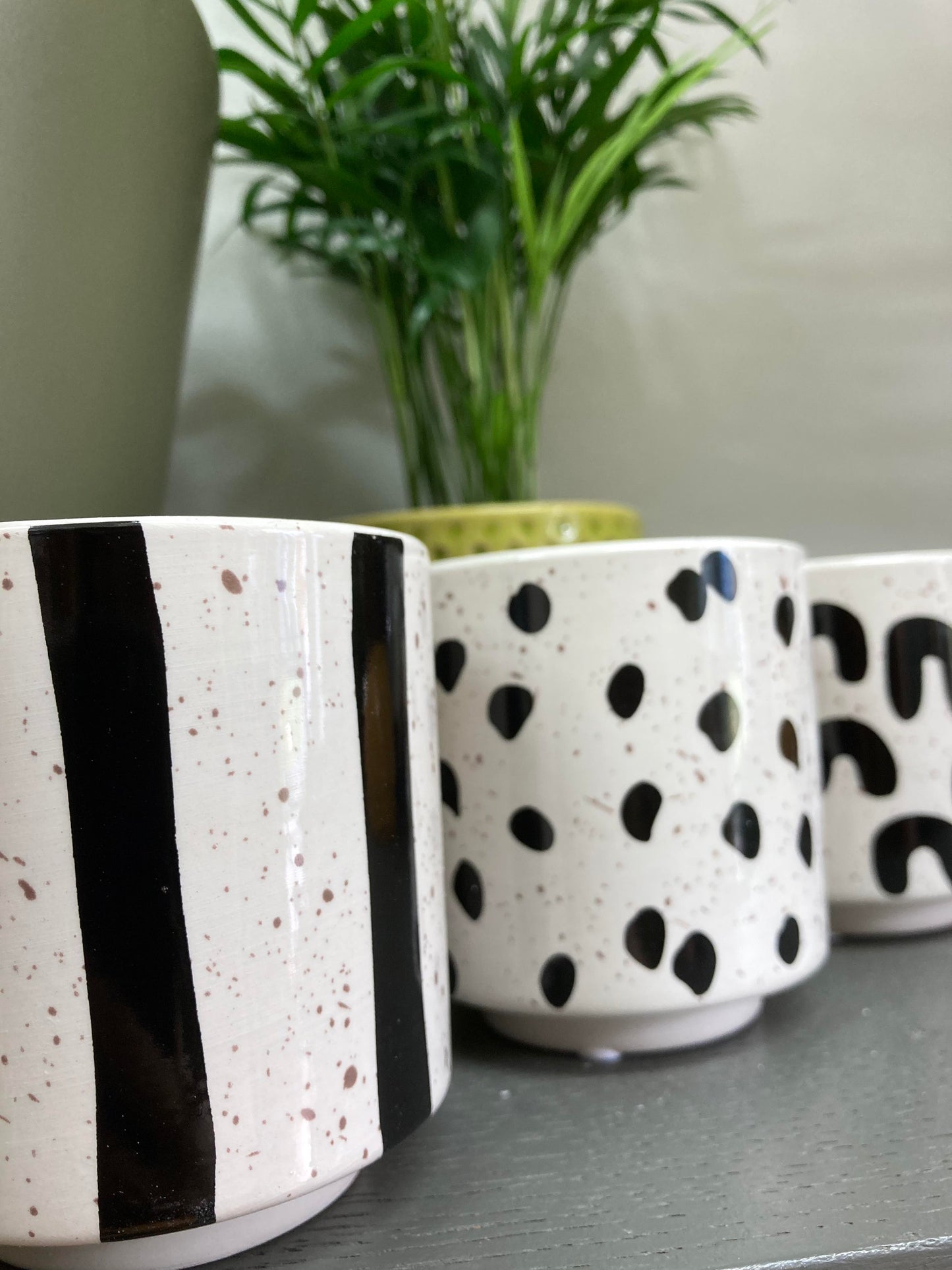Set of 3 Black And White Plant Pots