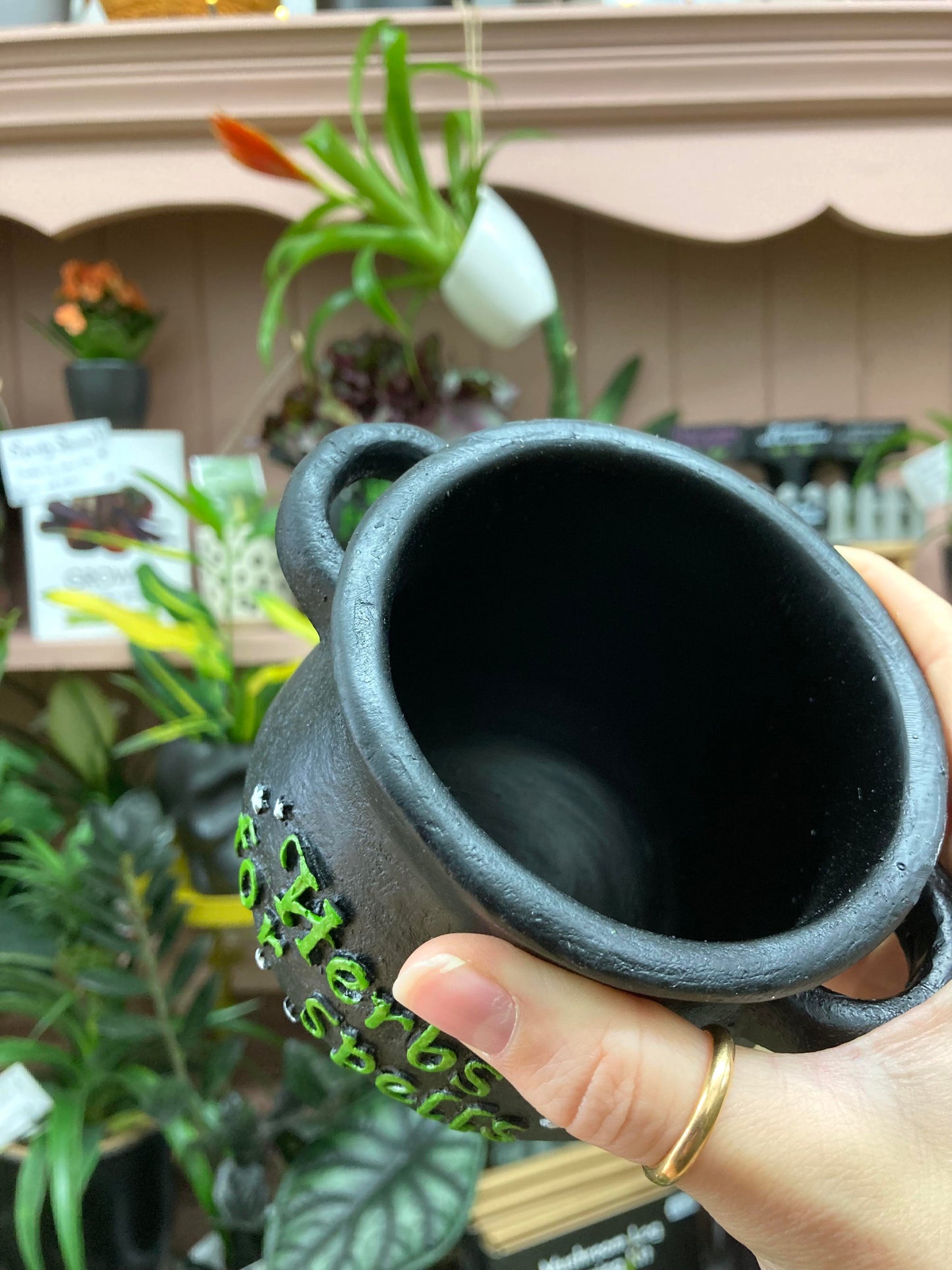 'Herbs For Spells' Cauldron Plant Pot