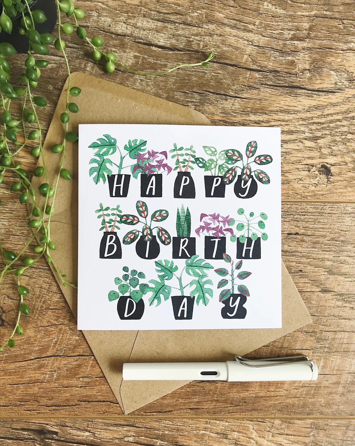 Potted Plants Happy Birthday Card