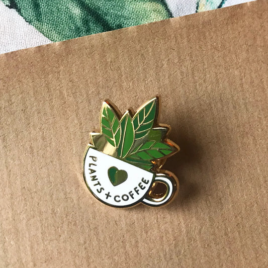 Plants + Coffee Enamel Pin