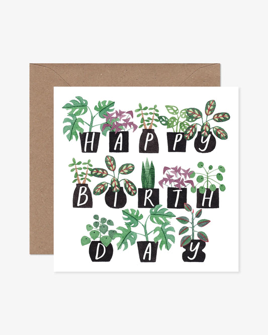 Potted Plants Happy Birthday Card