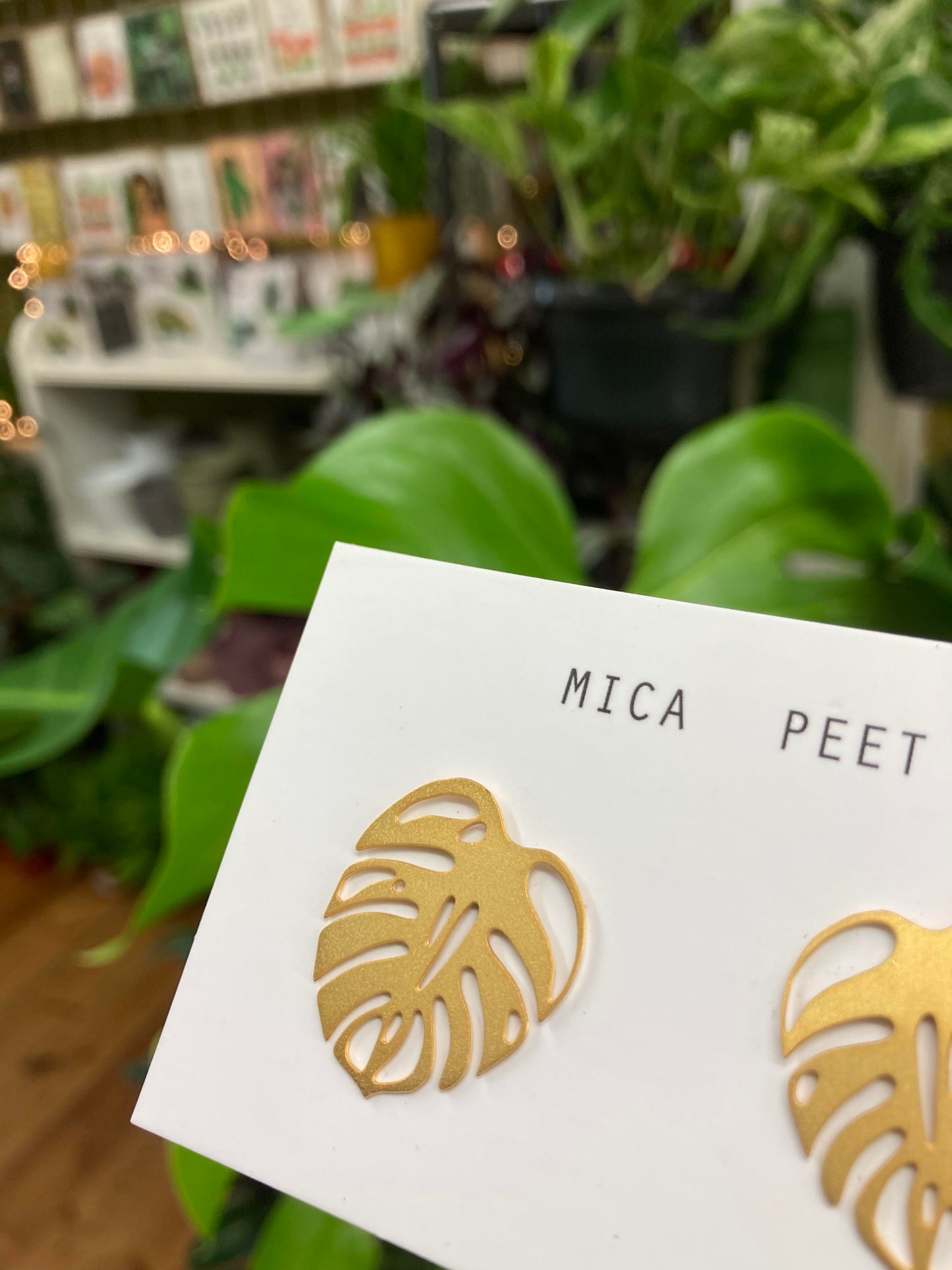 Gold Monstera Leaf Studs