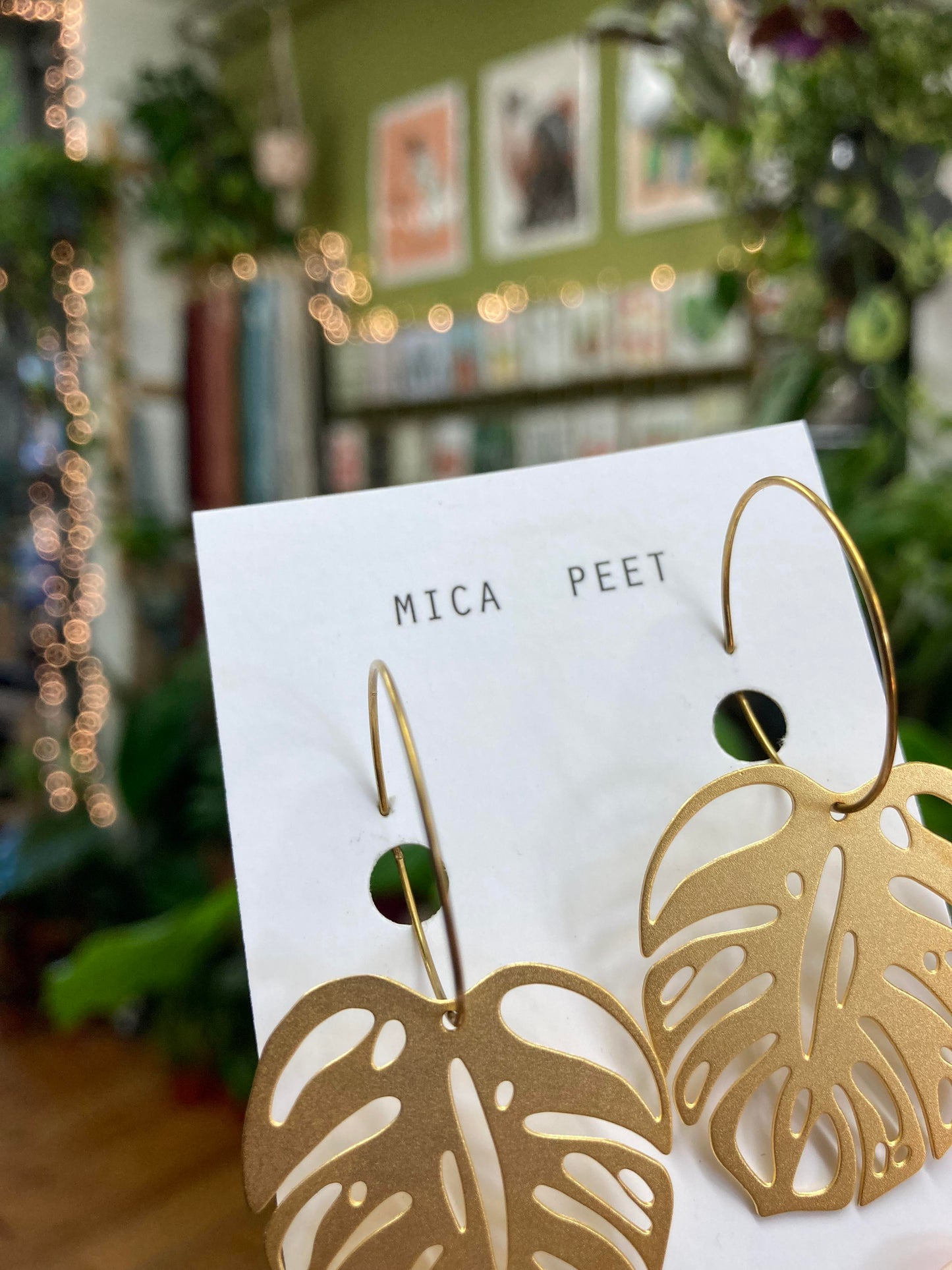 Gold Monstera Leaf Hoops