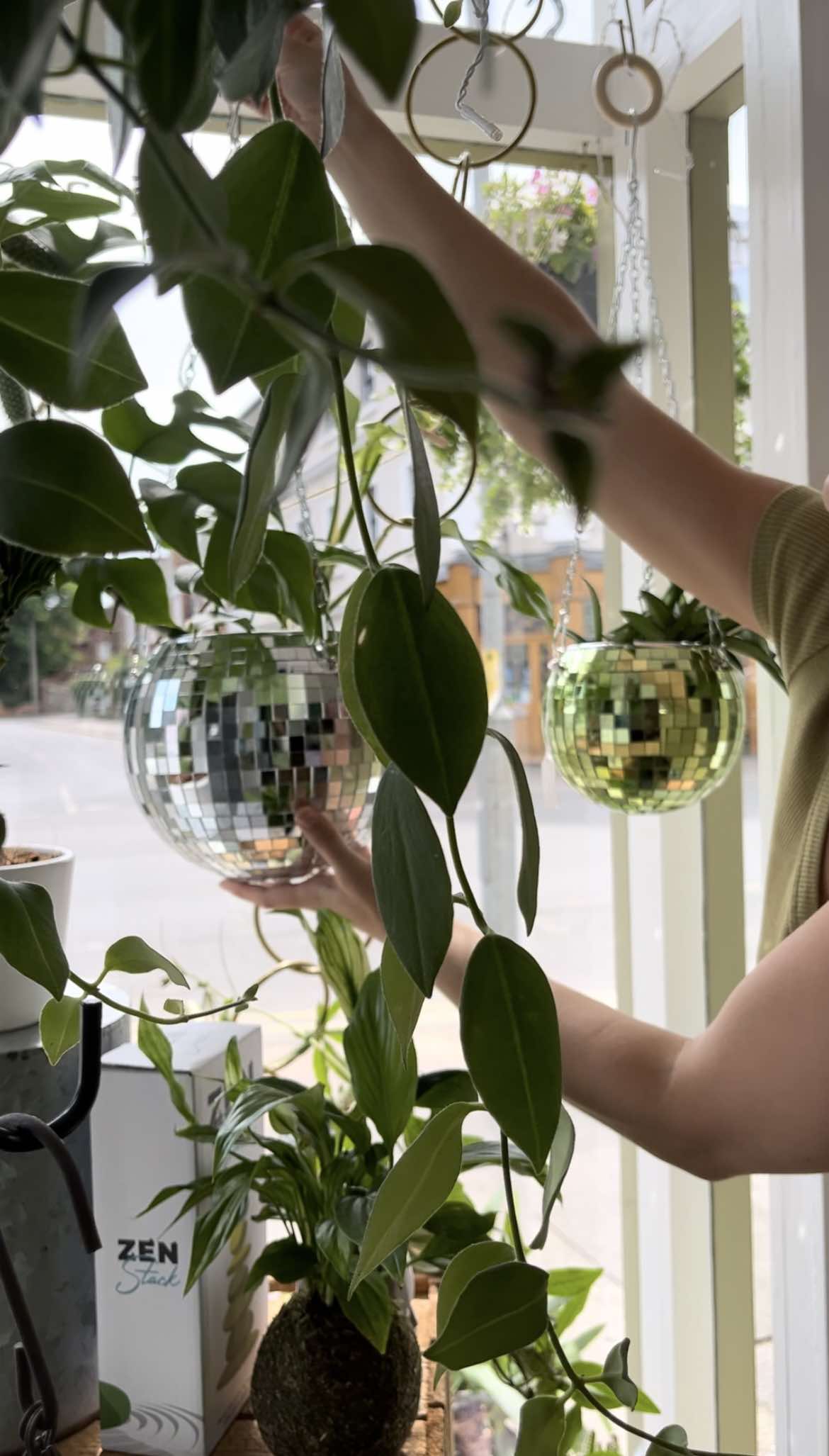 Disco Ball Hanging Planters